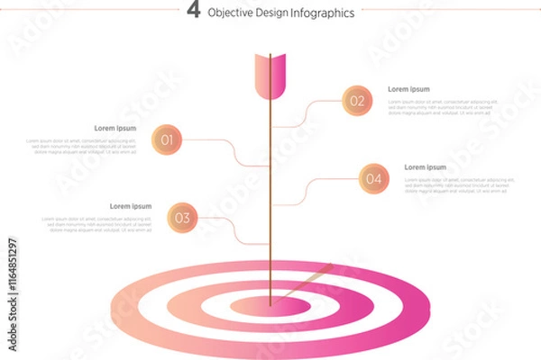 Fototapeta Colorful 4 options infographic template. Goal objective style infographic design. Can be used for business presentation or any purposes. 
