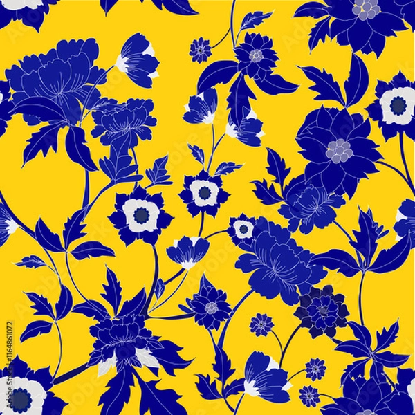 Obraz Beautiful pattern with flowers and leaf.Floral vector illustration