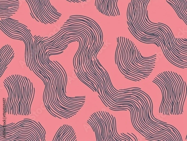 Obraz Abstract wallpaper featuring a creative pattern of black, flowing linear streaks against soft pink background