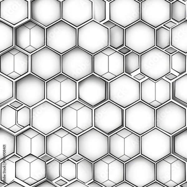 Fototapeta A pattern of hexagonal shapes resembling a honeycomb structure in black and white.