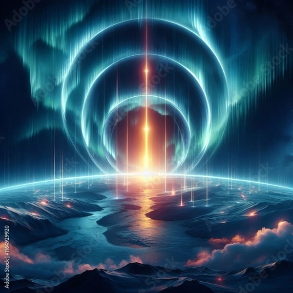 Fototapeta Magnetic Field Aurora A location where strong magnetic fields in