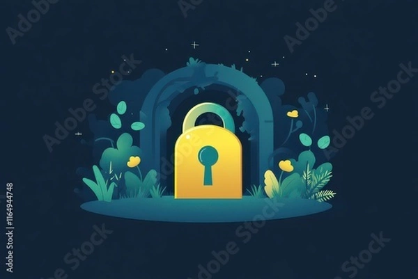 Obraz Cheerful Lock in Playful Cartoon Style Design
