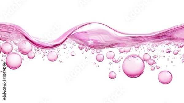 Fototapeta Droplets of Sparkle: Water's Journey Through Pink Bubbles