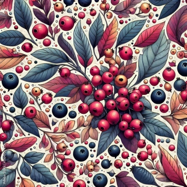 Fototapeta Patterned Background Using a repeating pattern behind the berrie