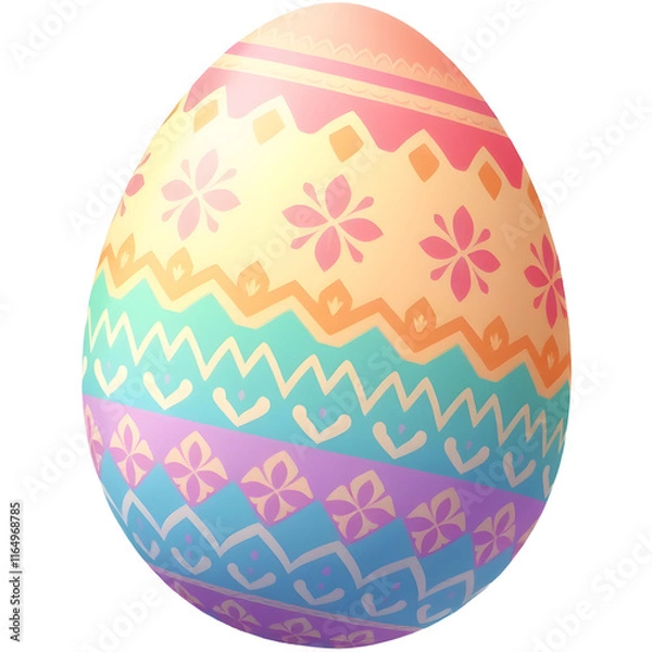 Obraz An Easter egg with a pastel pattern. png isolated background. transparent background.