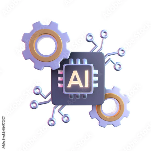 Obraz AI Artificial Intelligence Gear System 3D Icon Design