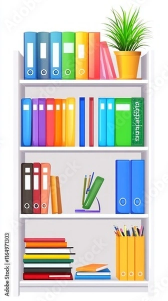 Fototapeta Colorful Bookshelf with Colorful Books and Files