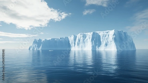 Obraz A serene iceberg floating in calm waters under a clear sky.