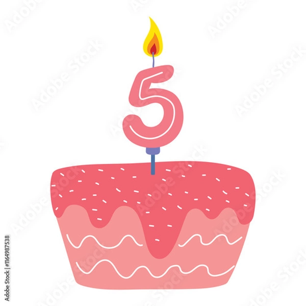 Obraz birthday cake candle number five