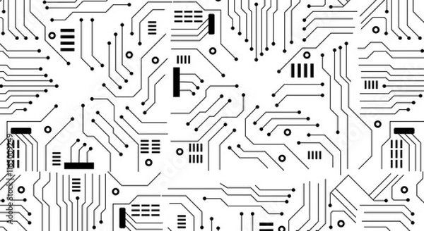 Obraz Vector Electronic circuit on white background illustration