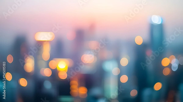 Obraz An abstract blurred image of city buildings.