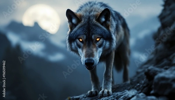 Obraz Majestic Grey Wolf at Night