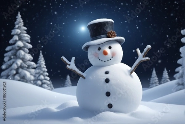 Fototapeta there is a snowman that is standing in the snow