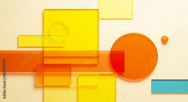 Fototapeta Composite of rectangles and circles in warm colors: Generated image