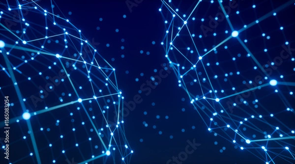 Obraz science and technology glow line space in dark background,3d rendering