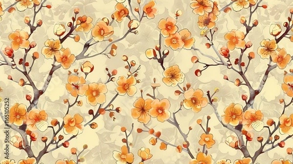 Obraz apricot seamless pattern wallpaper