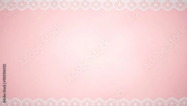 Fototapeta Delicate white lace border on a soft pink background