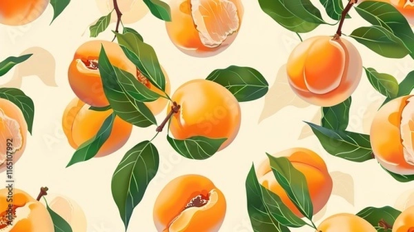 Fototapeta apricot seamless pattern wallpaper