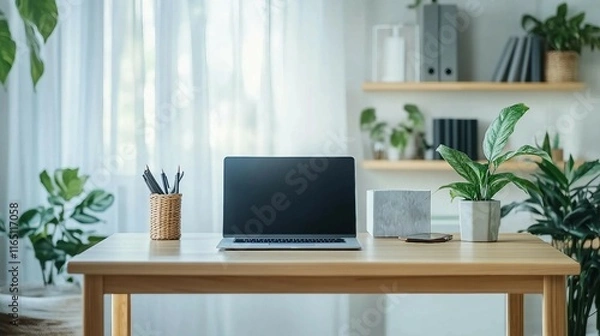 Obraz Minimalist Office Space with Neutral Tones