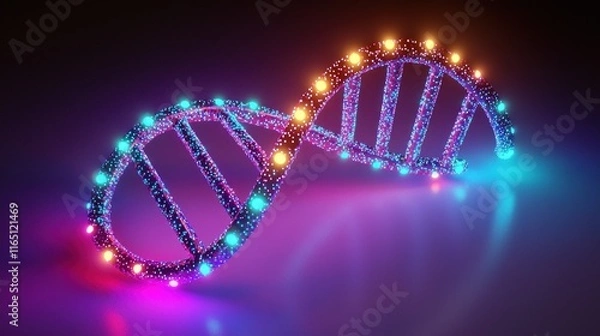 Fototapeta Colorful 3D representation of a DNA double helix structure.