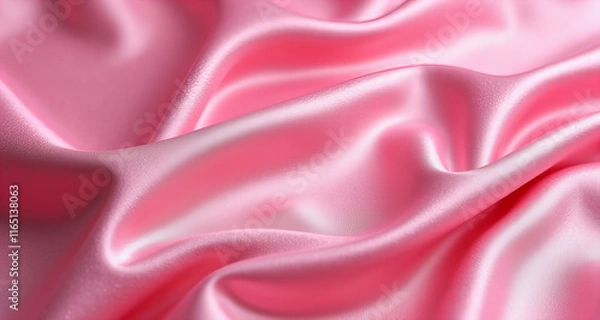 Fototapeta Soft Pink Satin Fabric Close-Up, Elegant Smooth Silk Texture with Gentle Folds, Perfect for Backgrounds, Luxury Branding, Fashion, and Romantic Themes