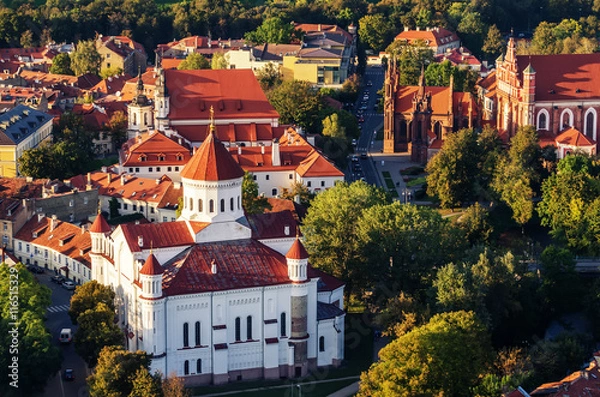 Fototapeta Center of Vilnius, Lithuania. Aerial view from piloted flying object.