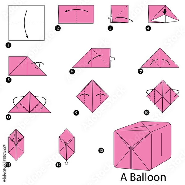 Obraz step by step instructions how to make origami A Balloon.