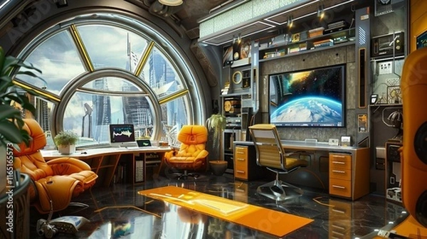 Obraz Photorealistic Modern Workspace Design