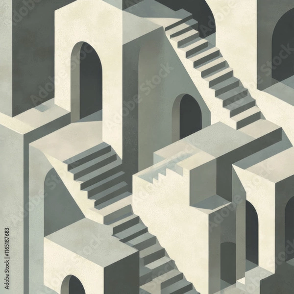 Fototapeta Abstract Architectural Staircase Labyrinth