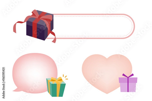 Obraz ハートとギフトのワンポイト装飾セット