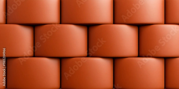 Fototapeta  3D Render of a Terracotta Clay Brick Wall Texture for Architectural Design, Rustic and Industrial Style Interiors 