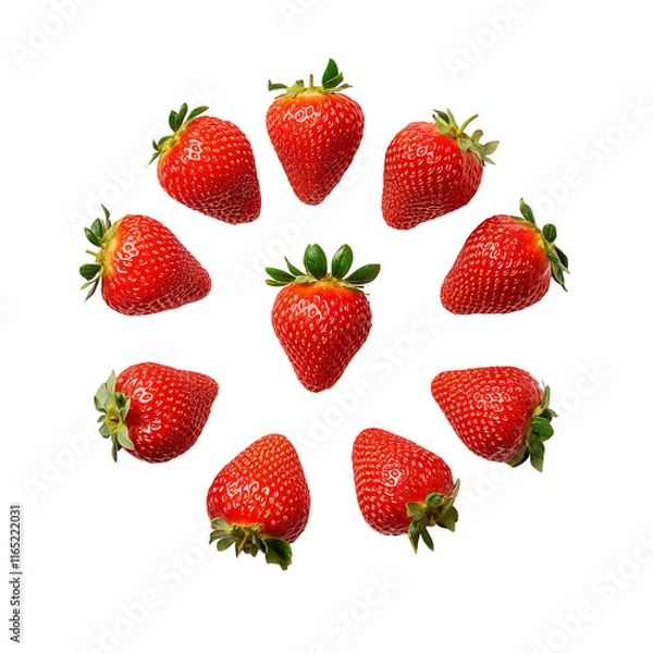 Fototapeta Circle of Fresh Ripe Strawberries Isolated on White and Transparent Background