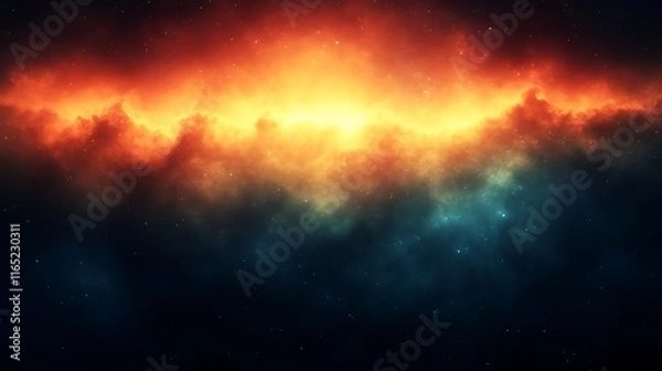 Obraz Celestial Nebula Fiery Orange And Teal Hues