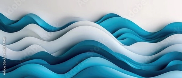 Fototapeta Droplets abstract background idea. Abstract wavy patterns in soothing blue tones, creating a calm and modern aesthetic.