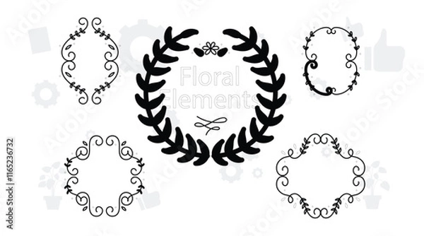 Fototapeta Botanic set of detailed various flowers and brunch. Luxury vintage floral collection for wedding invitation, wallpaper art or save the date card. Botanical vector illustration