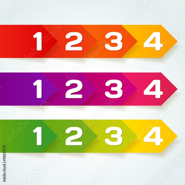 Fototapeta Vector next steps arrows for presentations.