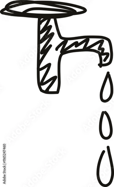Fototapeta hand drawn tap water drops vector silhouette. line art sketch
