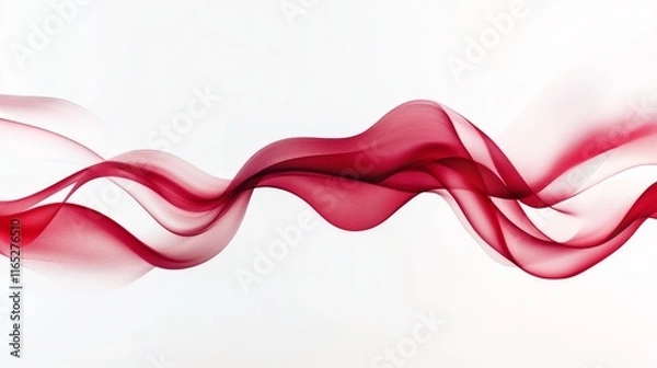 Fototapeta Red wavy ribbon isolated white background for your party or celebration