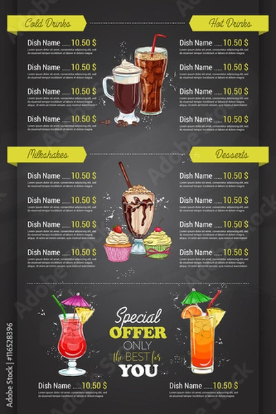 Obraz Restaurant vertical color cocktail menu