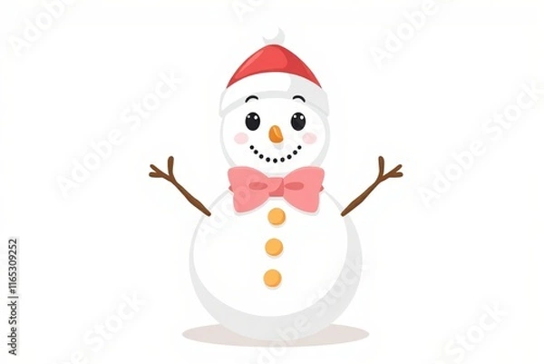 Fototapeta there is a snowman with a red hat and a bow tie