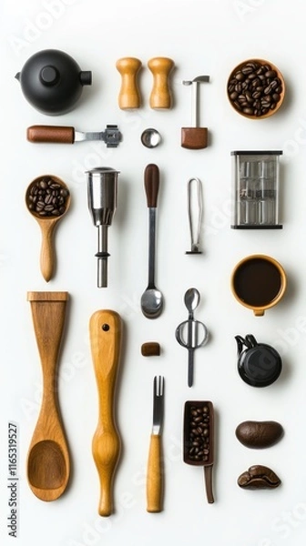Fototapeta A Delicate Arrangement of Coffee Tools: A Modern Still Life