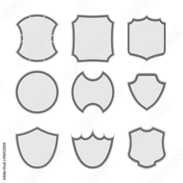 Fototapeta set of different shield shapes icons