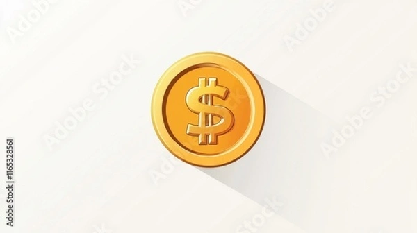 Fototapeta Golden Coin with Dollar Symbol on Light Background, Representing Wealth and Financial Success in Modern Economy and Symbolizing Prosperity and Investments