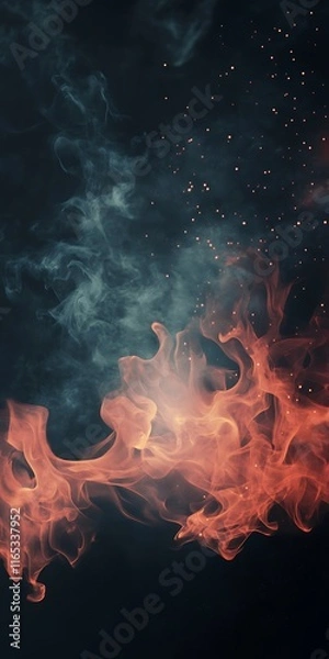 Obraz dynamic red flames on a dark black background 