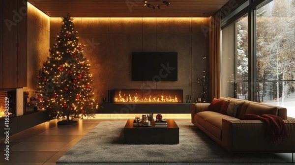 Fototapeta The New Year of 2025 is coming, decorate the room with a festive atmosphere