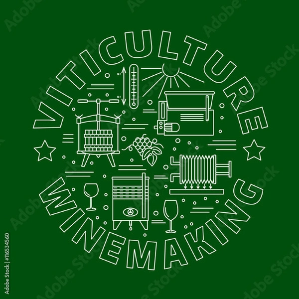 Obraz Winemaking, wine tasting graphic design concept
