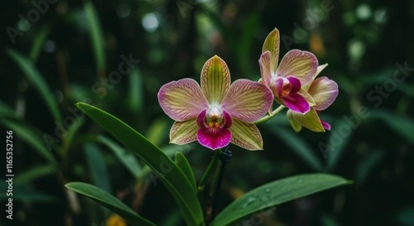 Obraz Orchids on a lake, flowers in water, colorful orchids