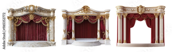 Obraz Elegant Theatre Stage Collection with Red Drapes on Transparent Background