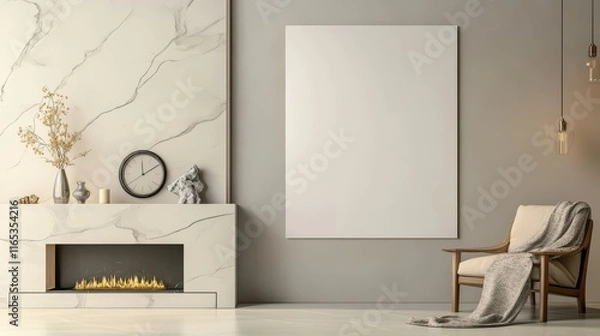 Obraz Wool blanket and soft light highlight blank sign on beige wall