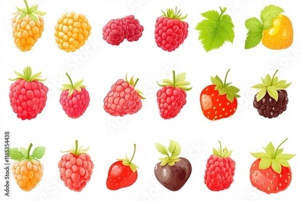 Fototapeta Colorful Collection of Fresh Berries on White Background